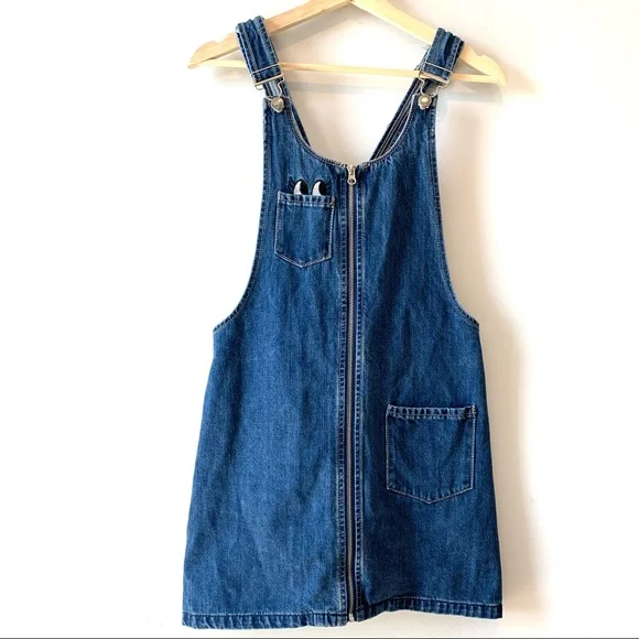 Forever 21 | Dresses | Forever 2 Bib Overall Jean Zip Dress Size M Blue |  Poshmark